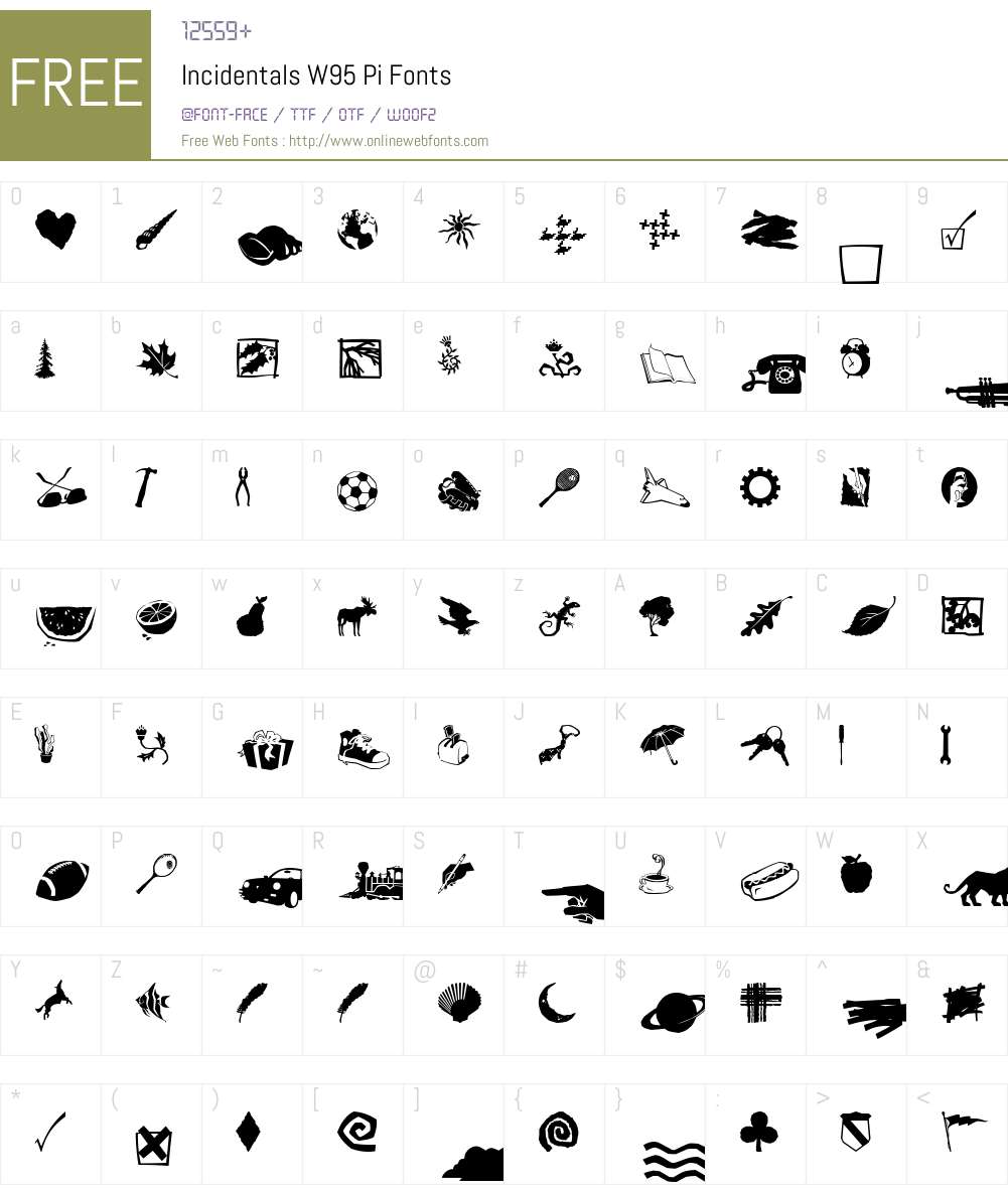IncidentalsW95-Pi Font Screenshots