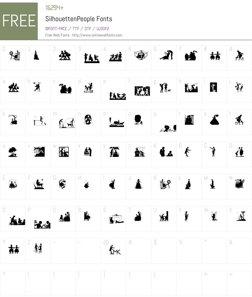 SilhouettenPeople Font Screenshots