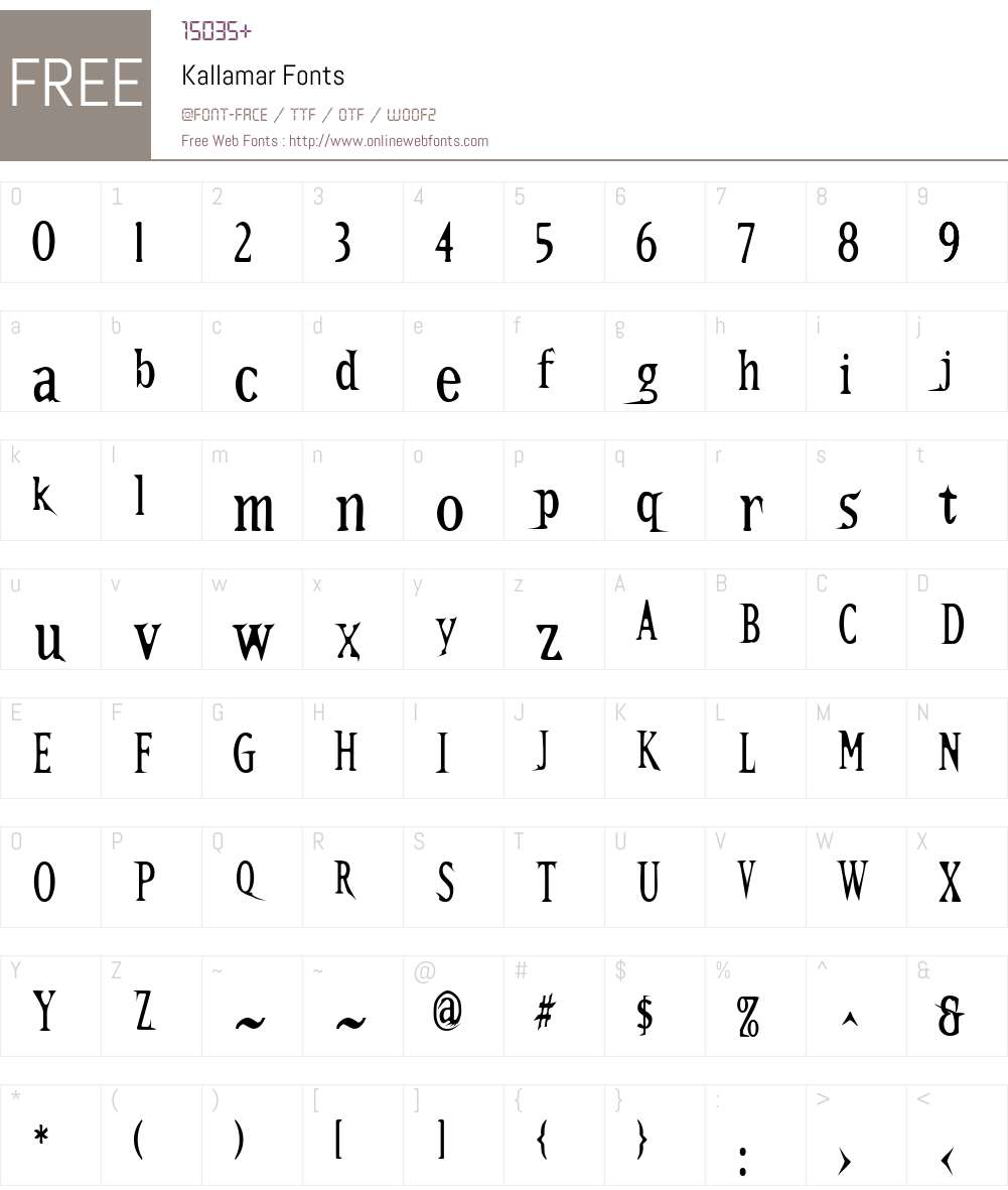 Kallamar Font Screenshots