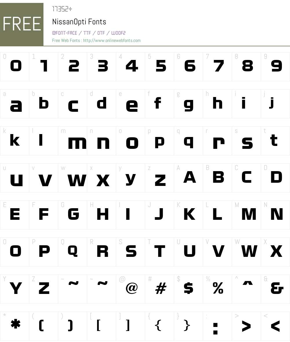 NissanOpti Font Screenshots