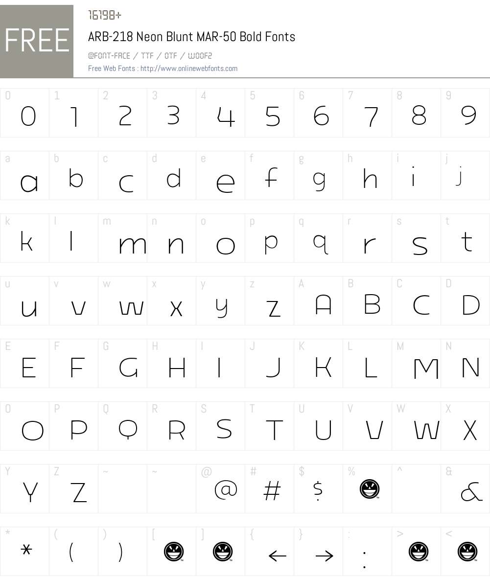 ARB-218 Neon Blunt MAR-50 Font Screenshots