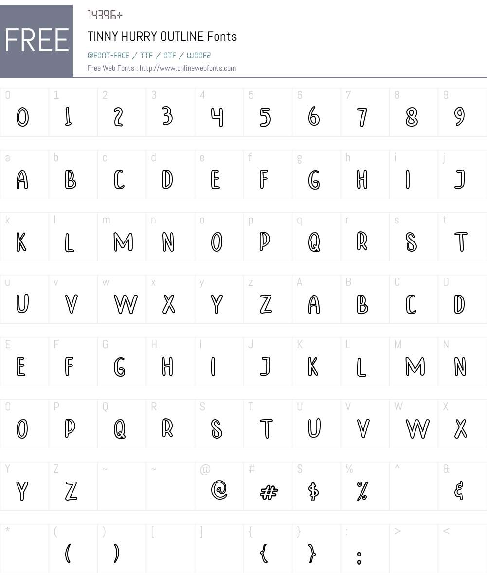 TINNY HURRY OUTLINE Font Screenshots