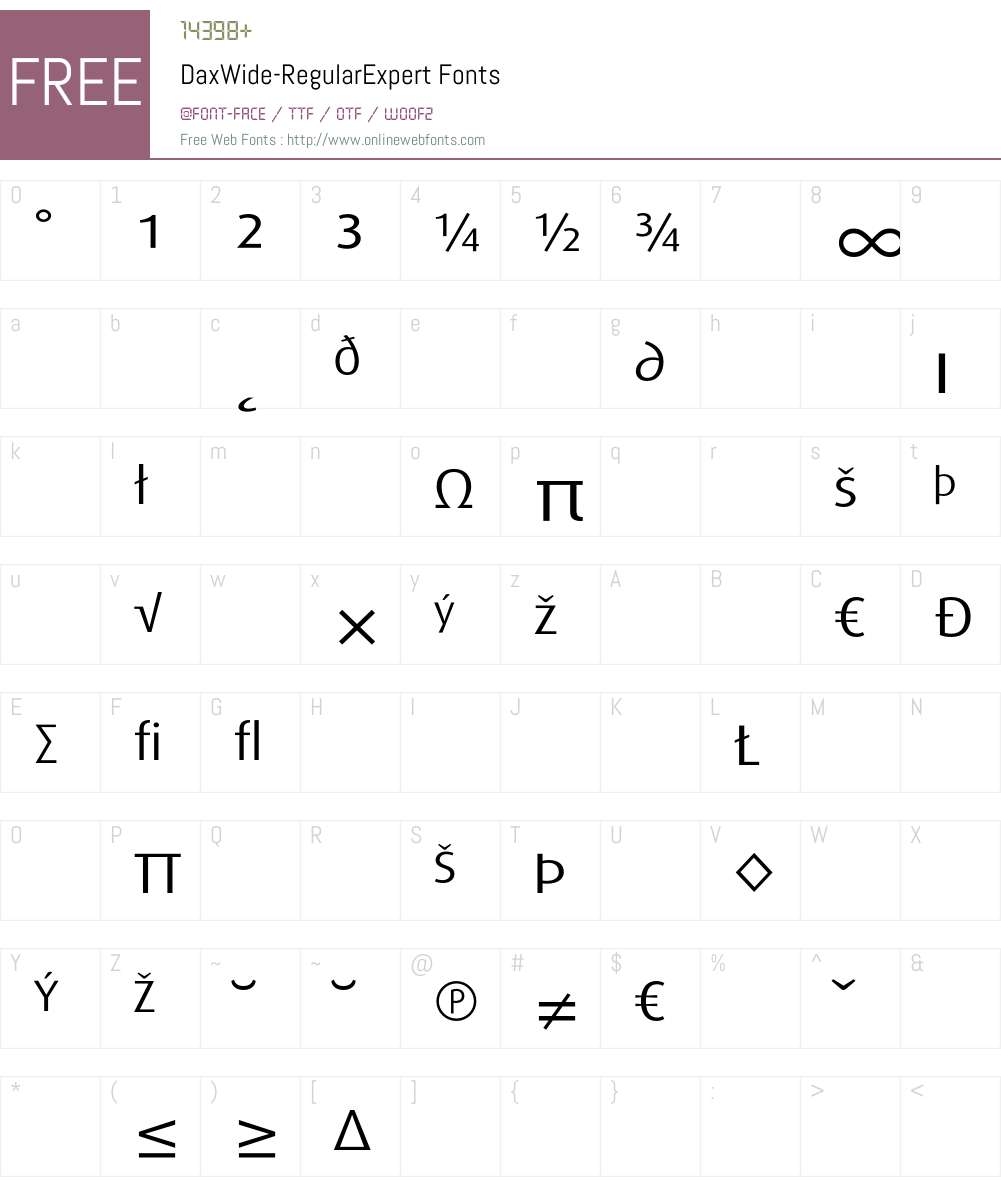 DaxWide Font Screenshots
