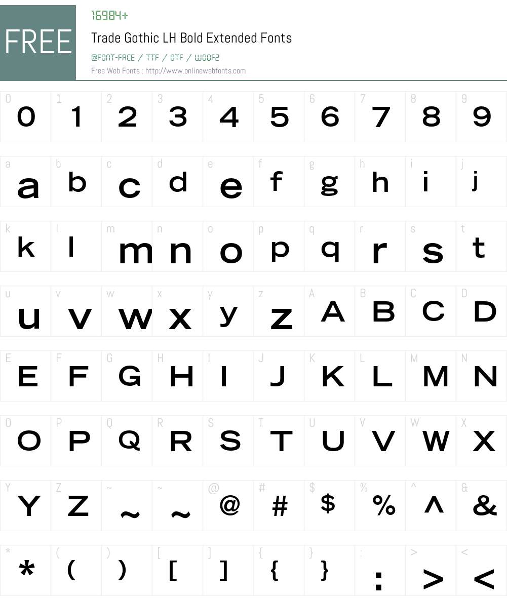 Trade Gothic LH Font Screenshots