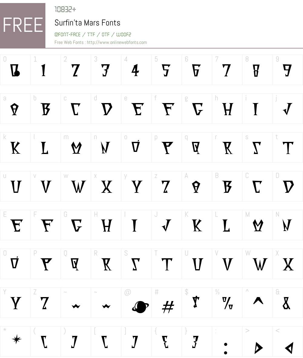 Surfin'ta Mars Font Screenshots