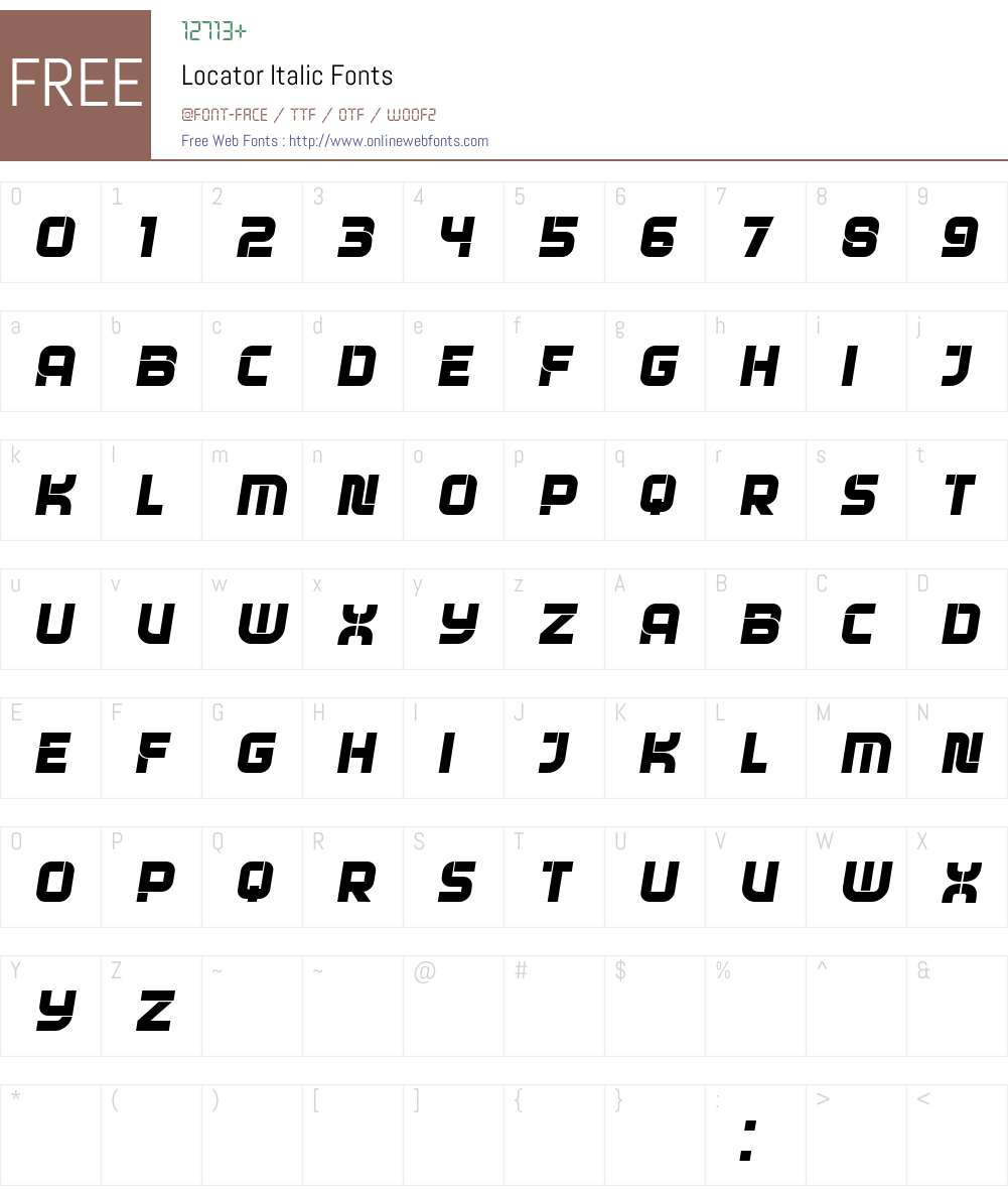Locator Font Screenshots