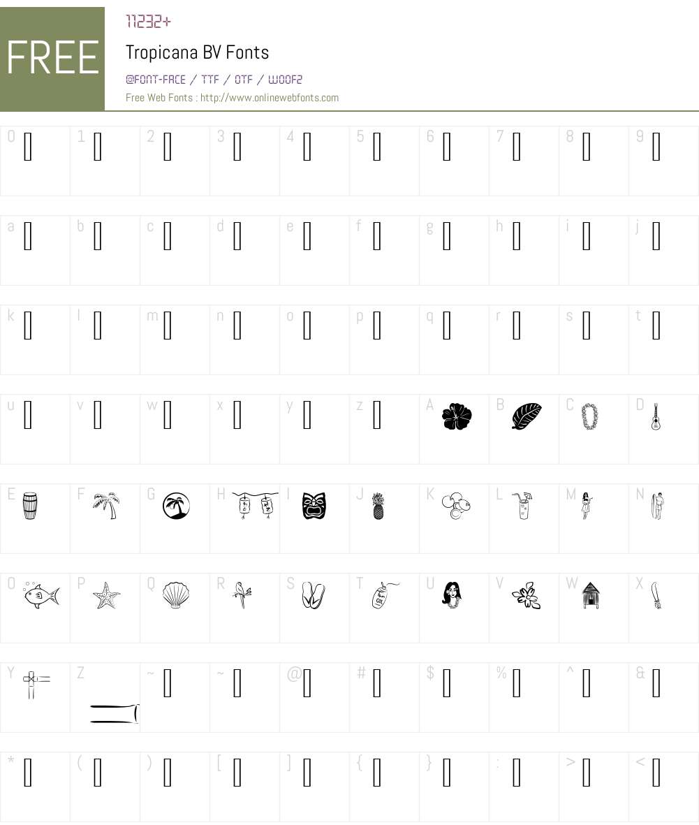 Tropicana BV Font Screenshots