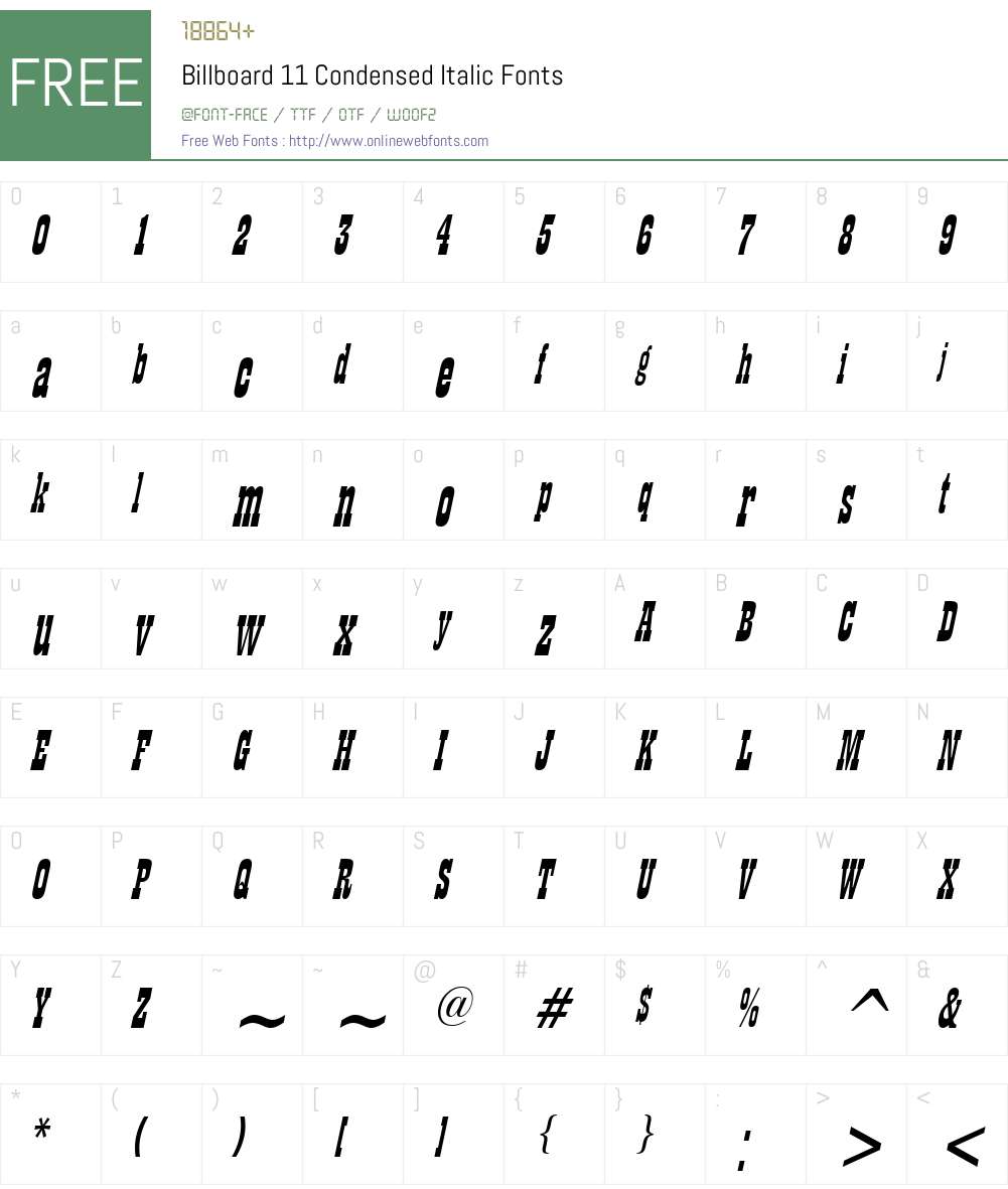 Billboard 11 Condensed Font Screenshots