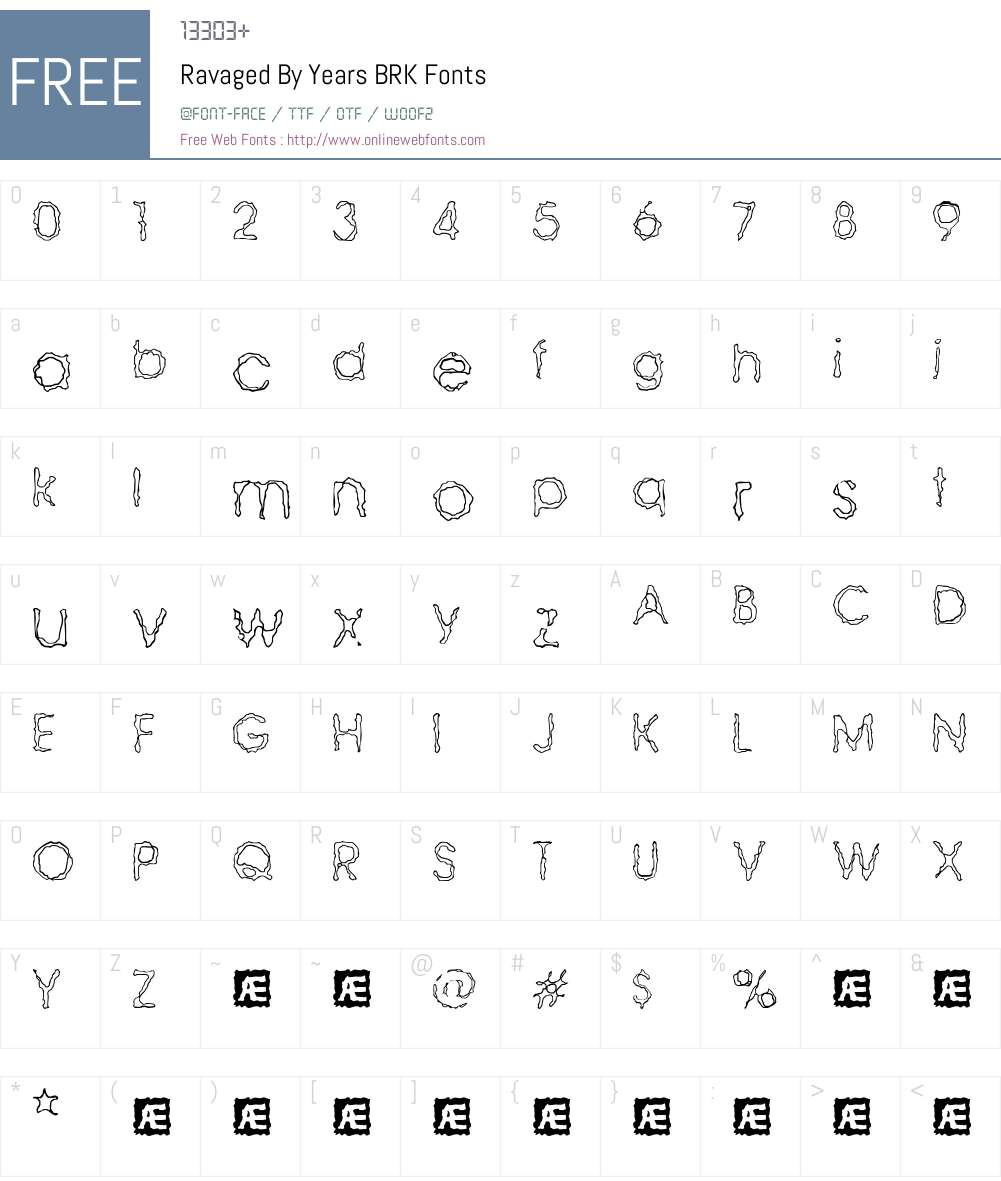 Ravaged By Years BRK Font Screenshots