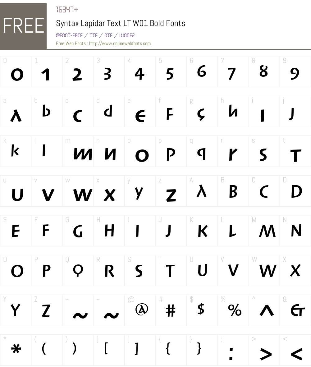 SyntaxLapidarTextLTW01-Bold Font Screenshots