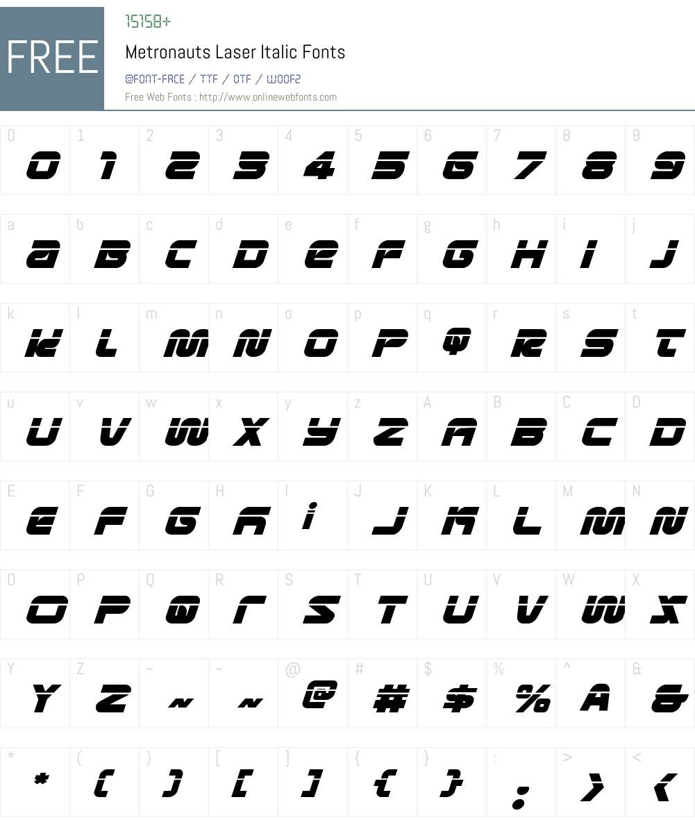 Metronauts Laser Italic Font Screenshots