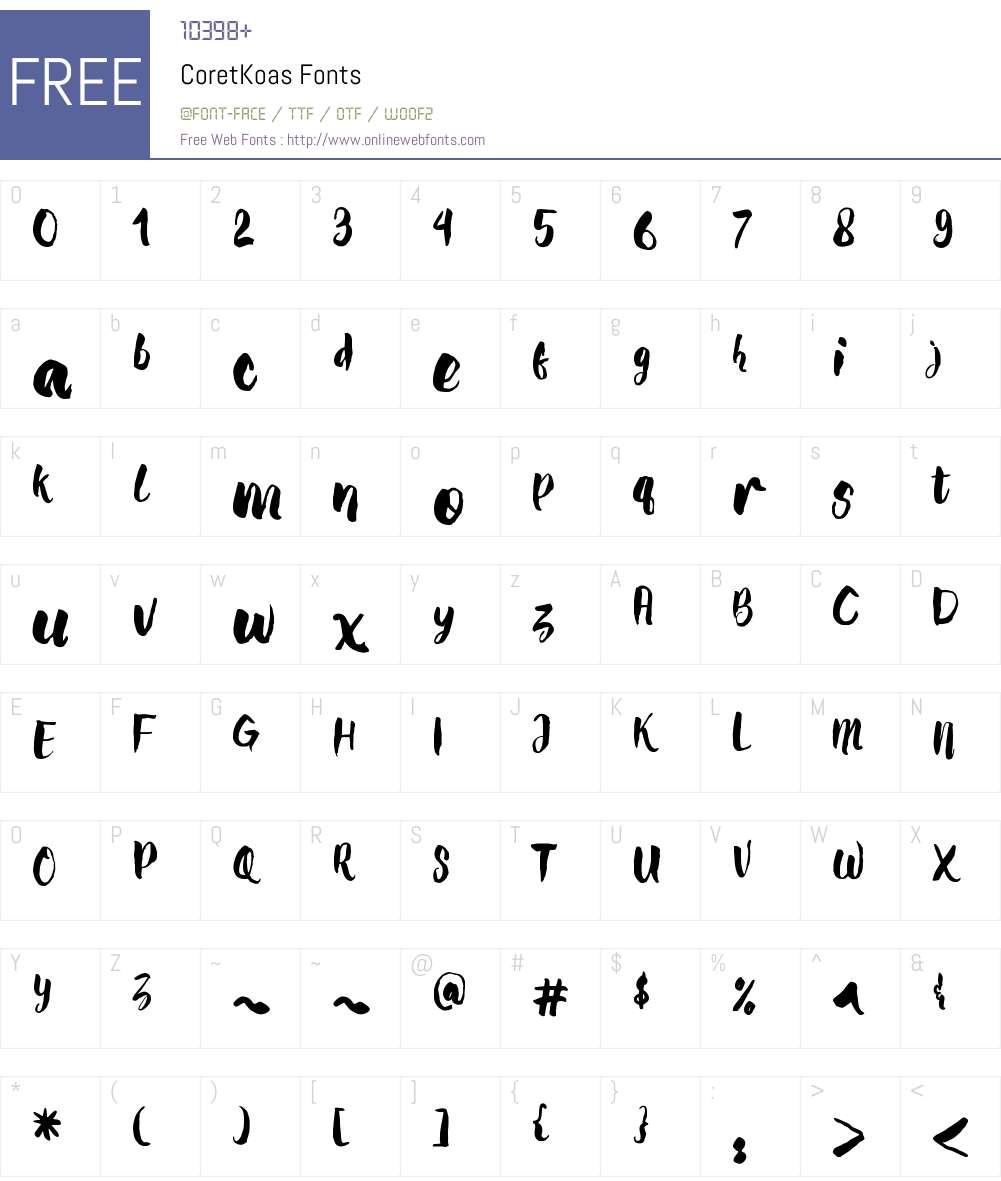 Coret Koas Font Screenshots