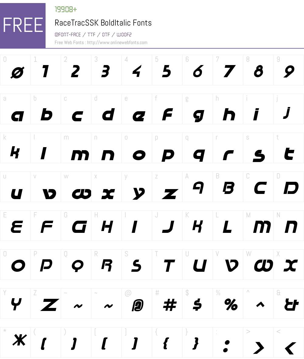 RaceTracSSK Font Screenshots
