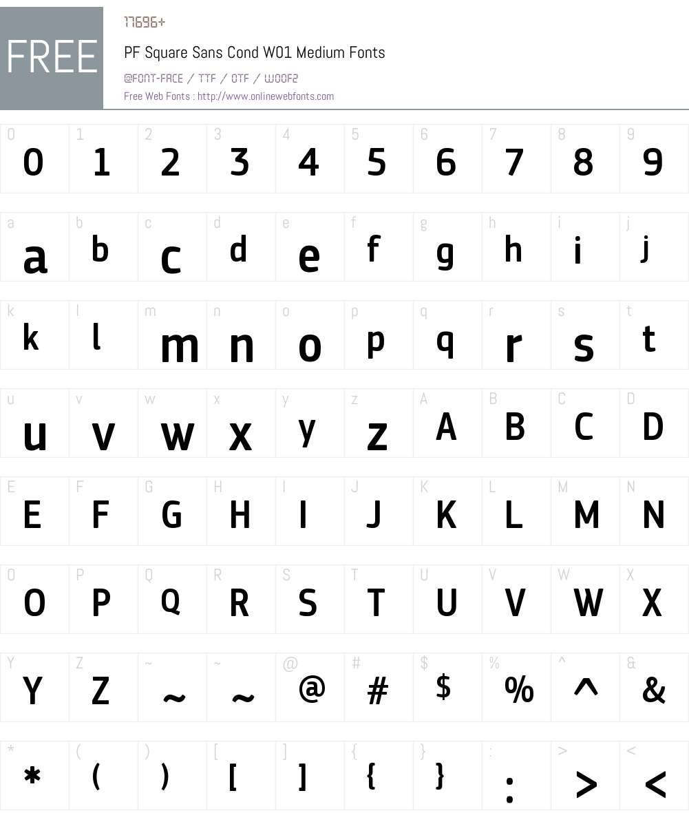 PFSquareSansCondW01-Medium Font Screenshots