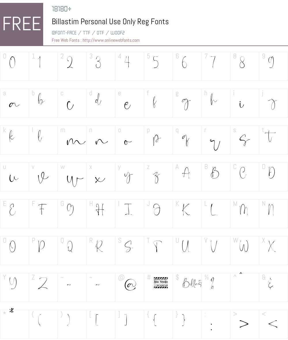 Billastim Personal Use Only 1.000 Fonts Free Download - OnlineWebFonts.COM