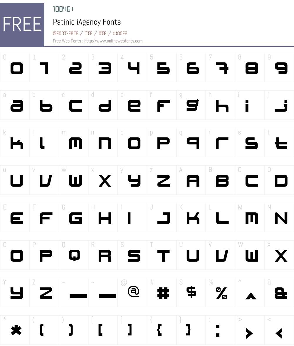 Patinio iAgency Font Screenshots
