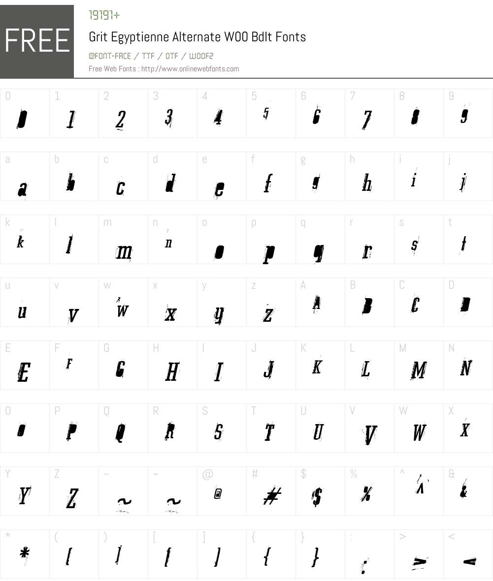 GritEgyptienneAlternateW-BdIt Font Screenshots