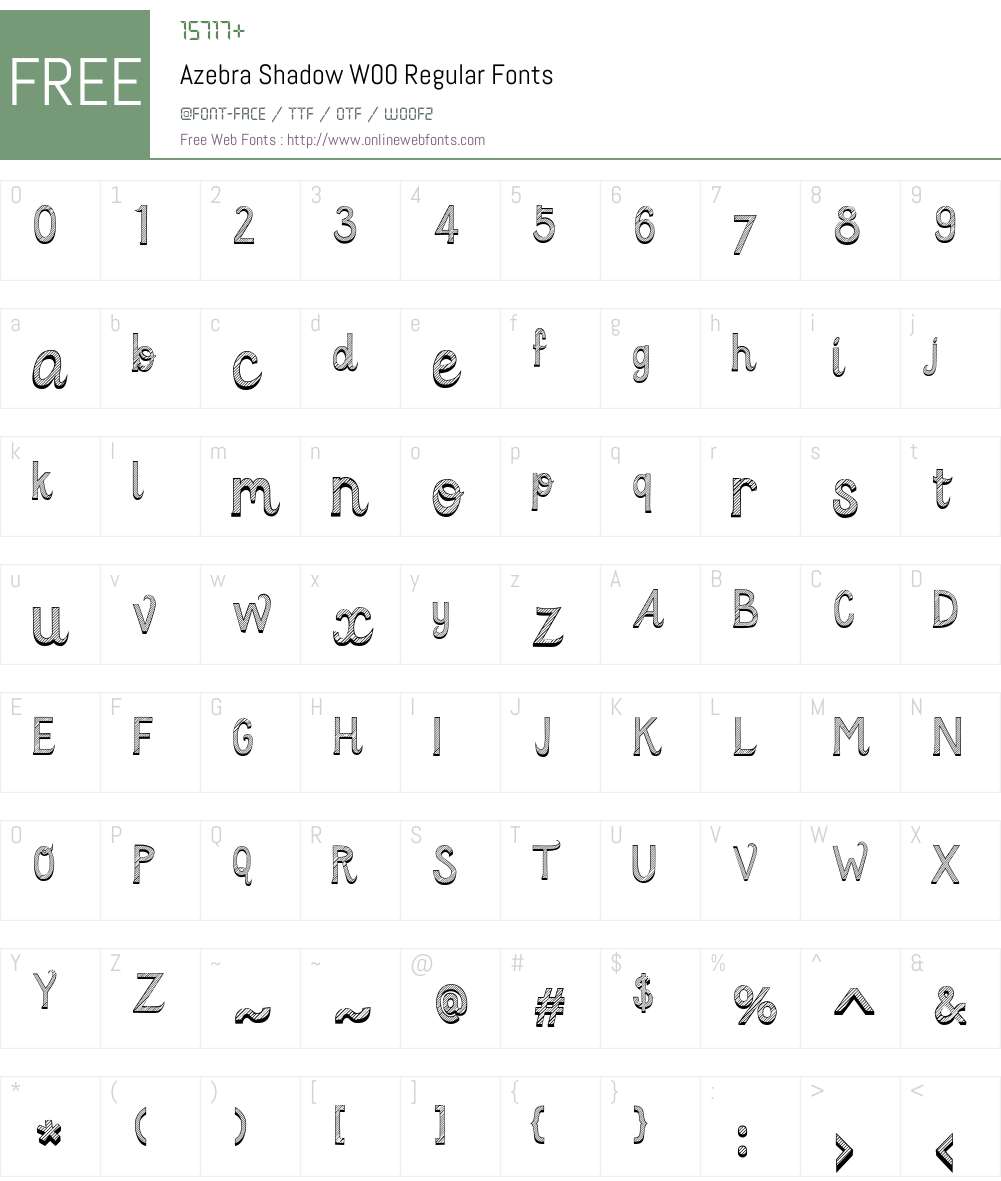 AzebraShadowW00-Regular Font Screenshots