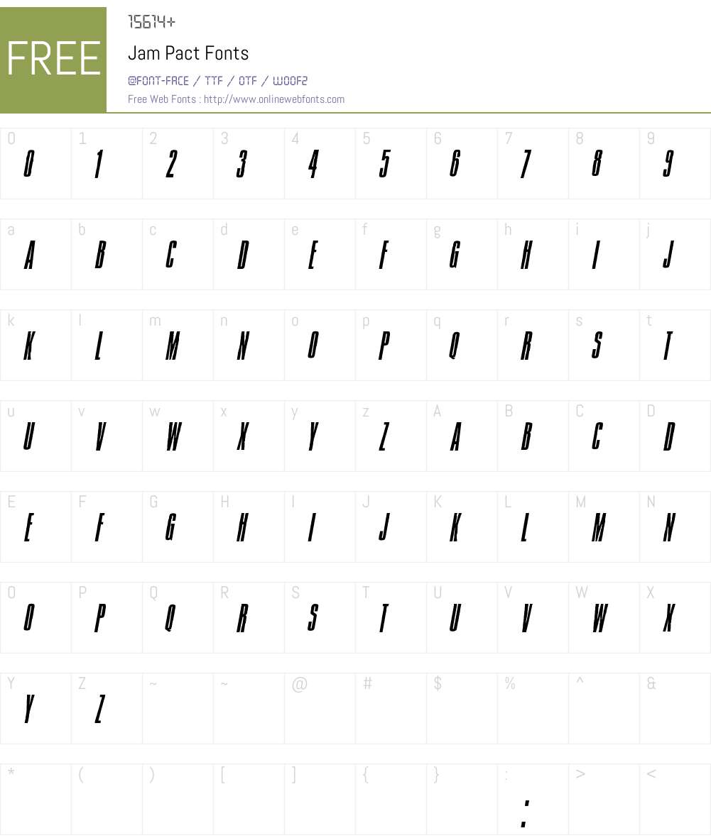 Jam Pact Font Screenshots