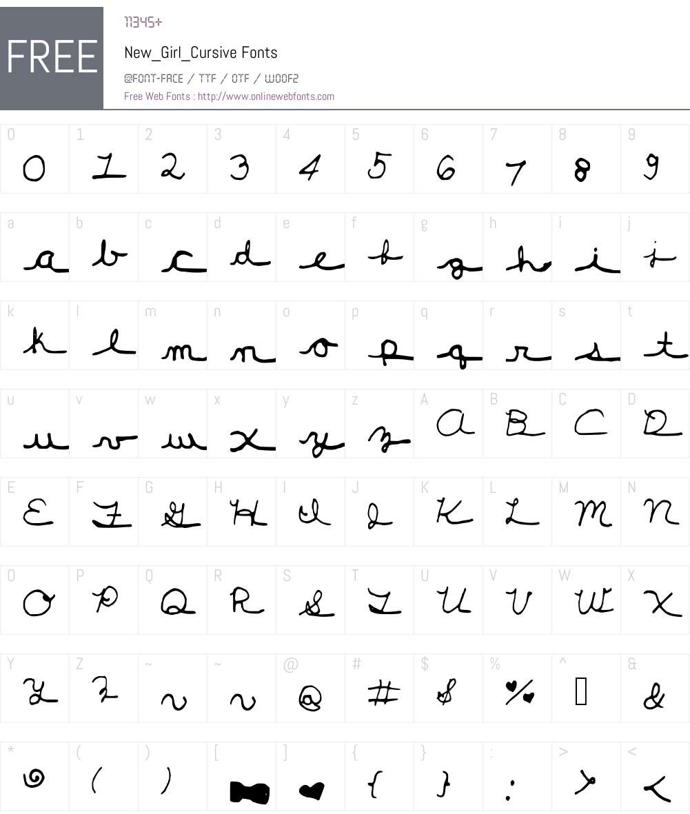 New_Girl_Cursive Font Screenshots