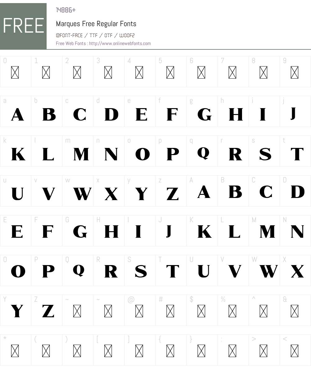 Marques Free Font Screenshots