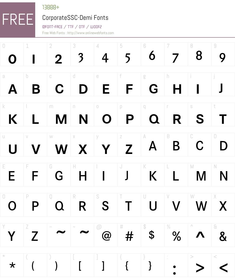 CorporateSSC Font Screenshots