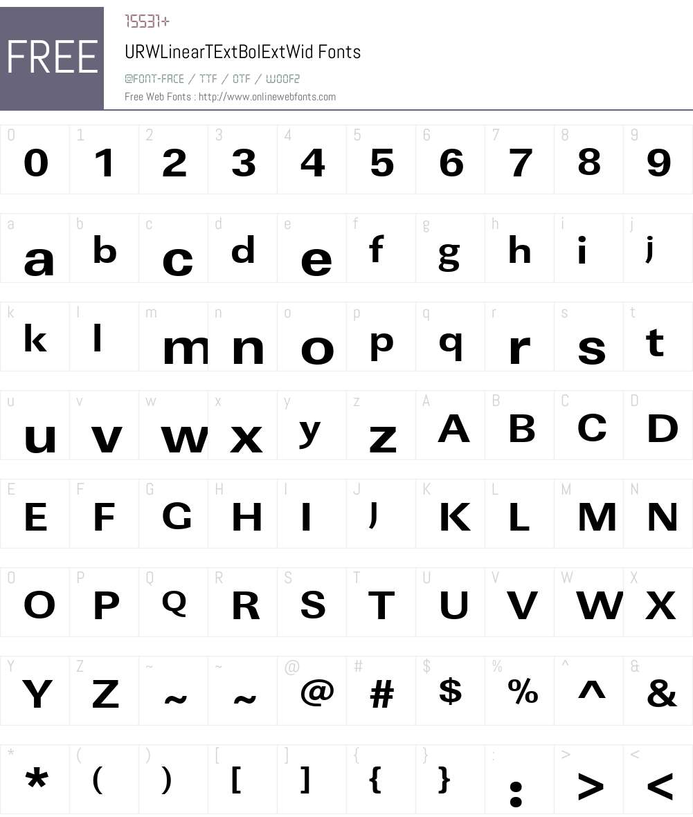URWLinearTExtBolExtWid Font Screenshots