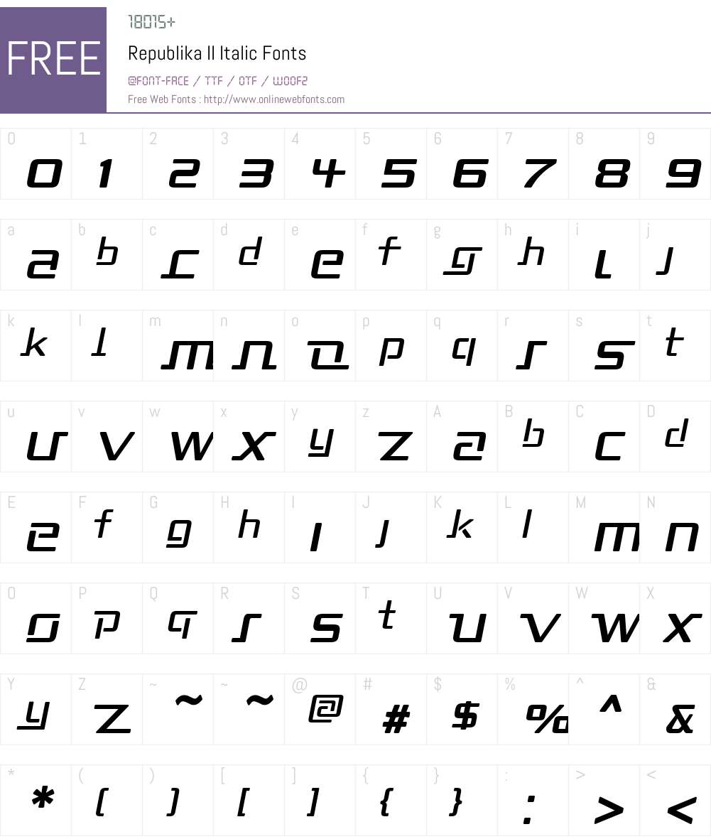 Republika II Font Screenshots