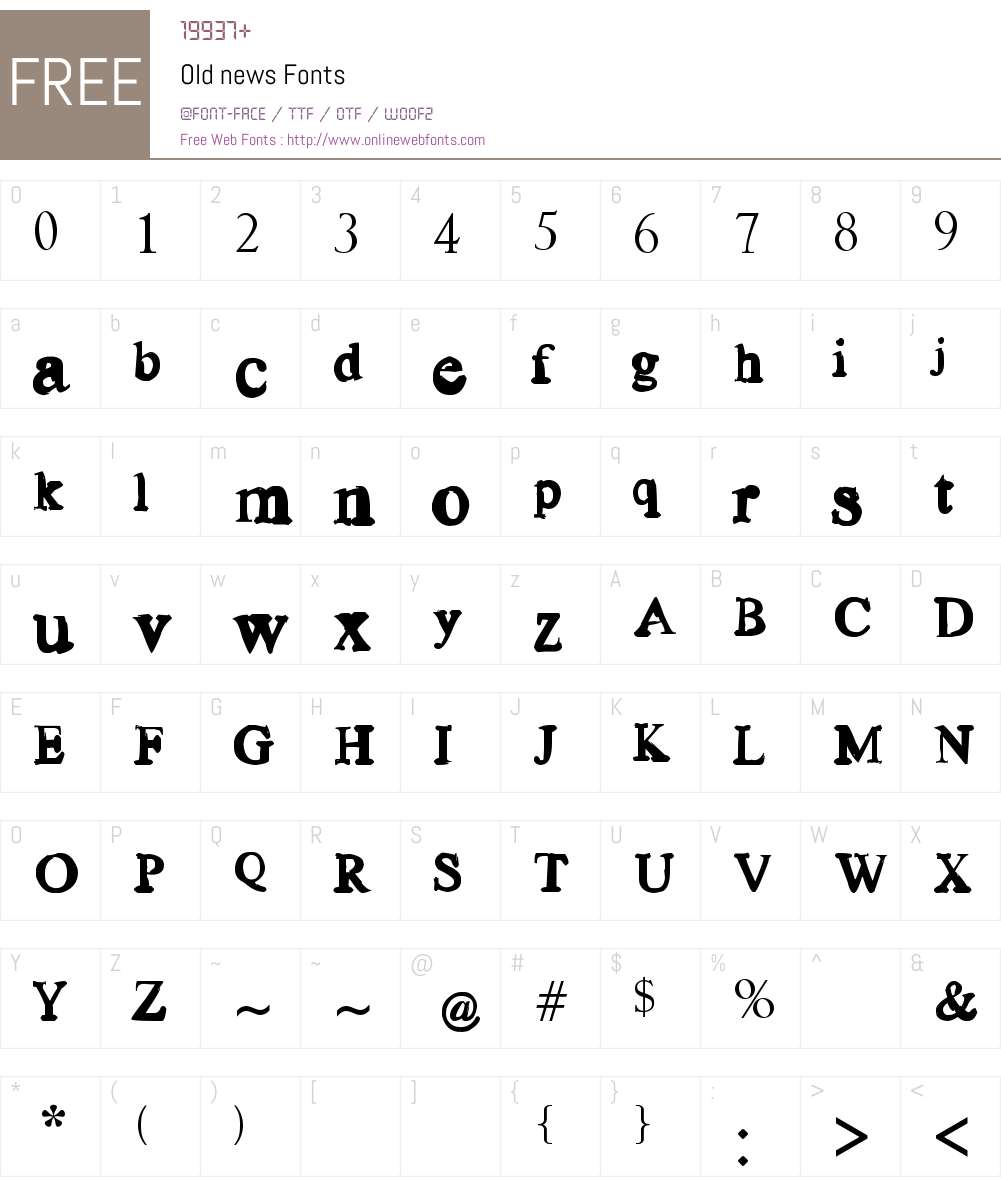Old news Font Screenshots