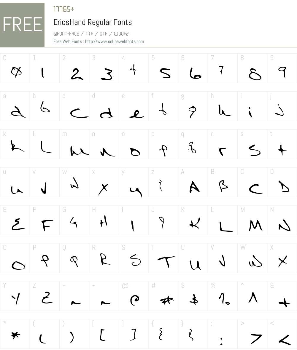 EricsHand Font Screenshots