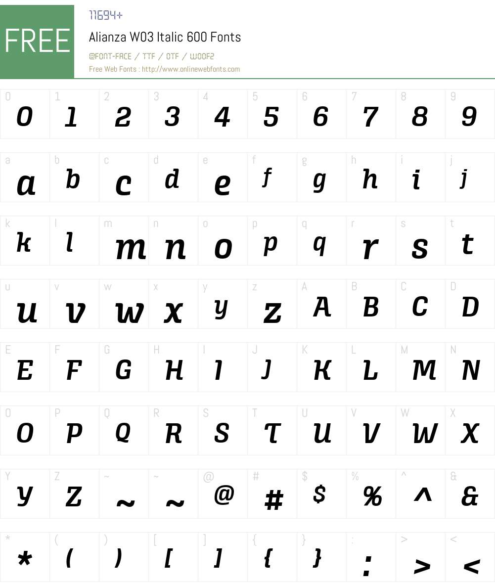 AlianzaW03-Italic600 Font Screenshots