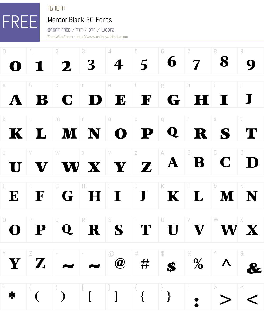 Mentor Font Screenshots