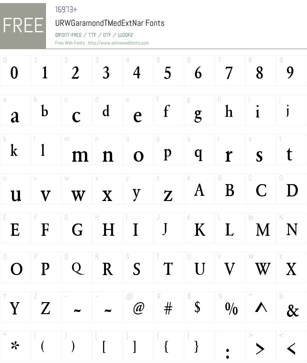 URWGaramondTMedExtNar Font Screenshots