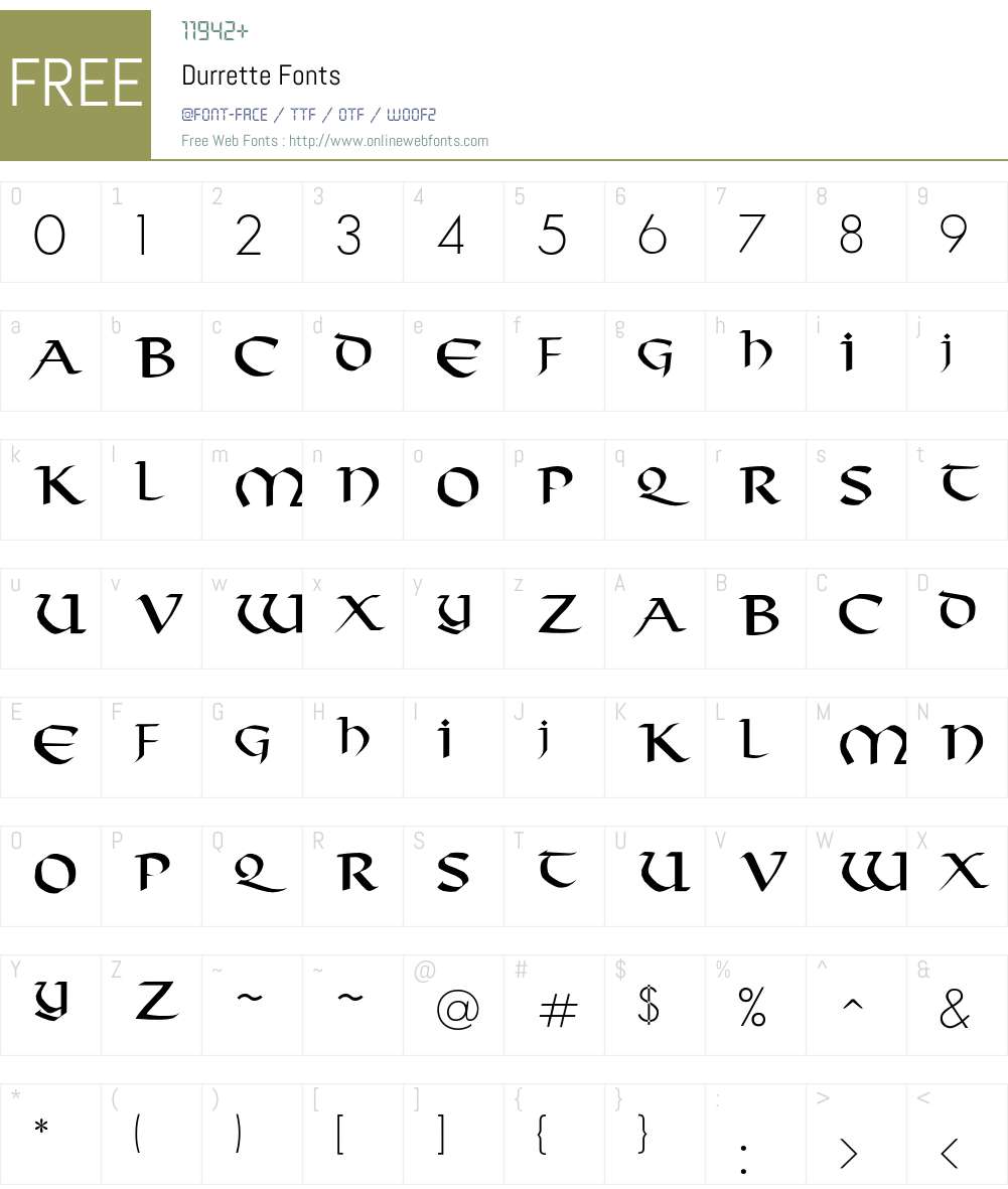 Durrette Font Screenshots