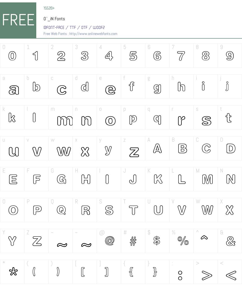 O`_iN Font Screenshots