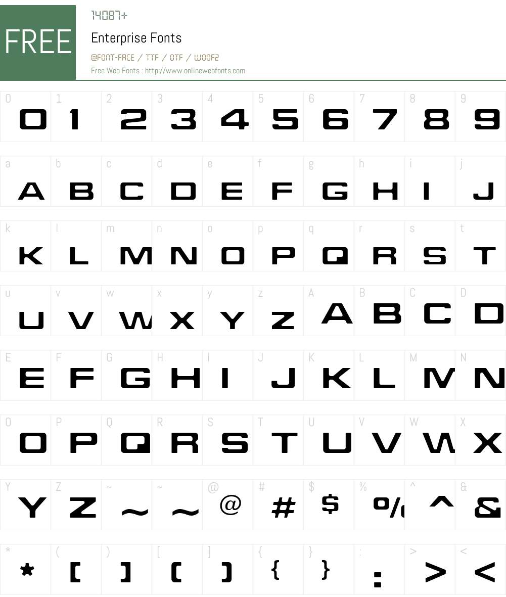 Enterprise Font Screenshots