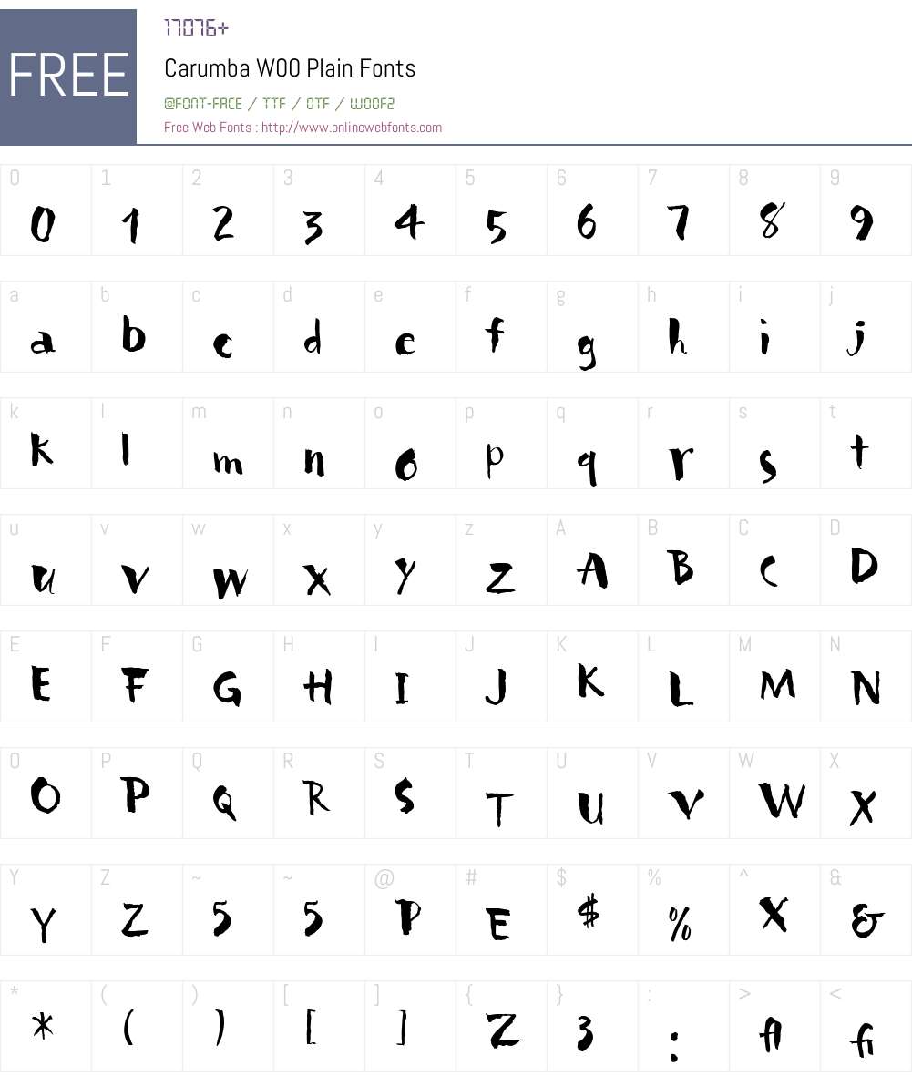CarumbaW00Plain Font Screenshots