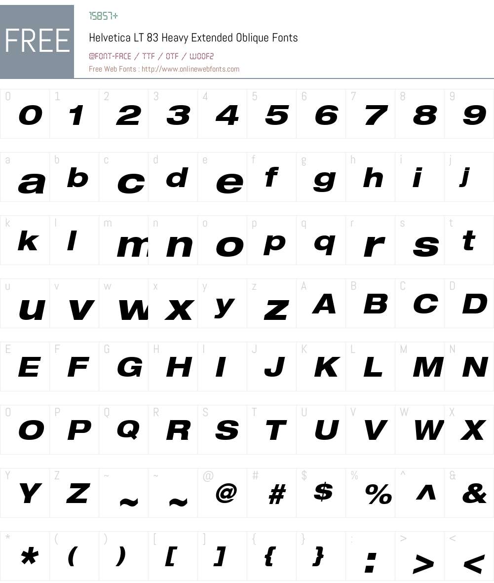 HelveticaNeue LT 63 MdEx Font Screenshots