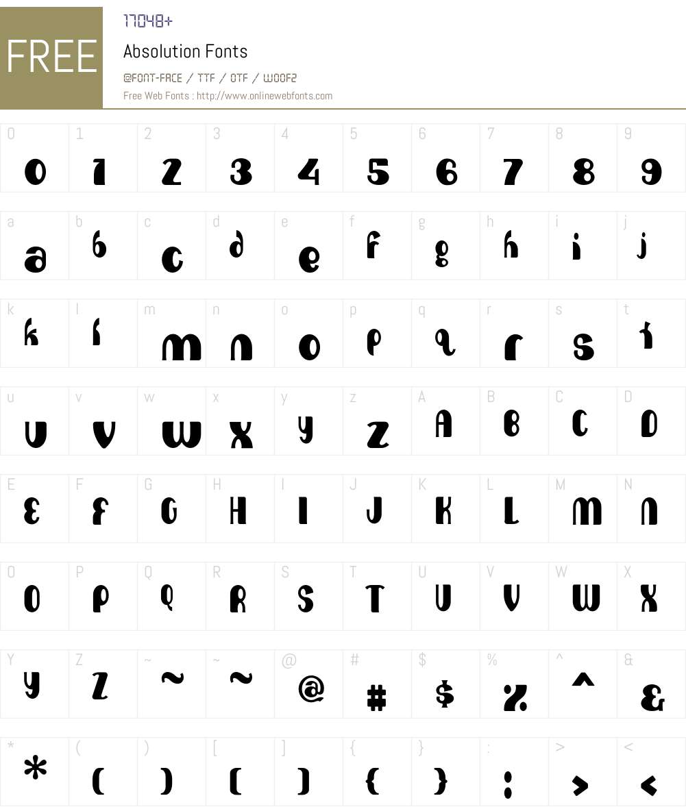 Absolution Font Screenshots
