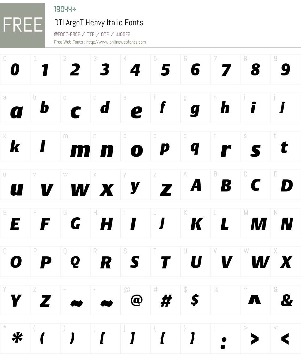 DTL Argo Font Screenshots