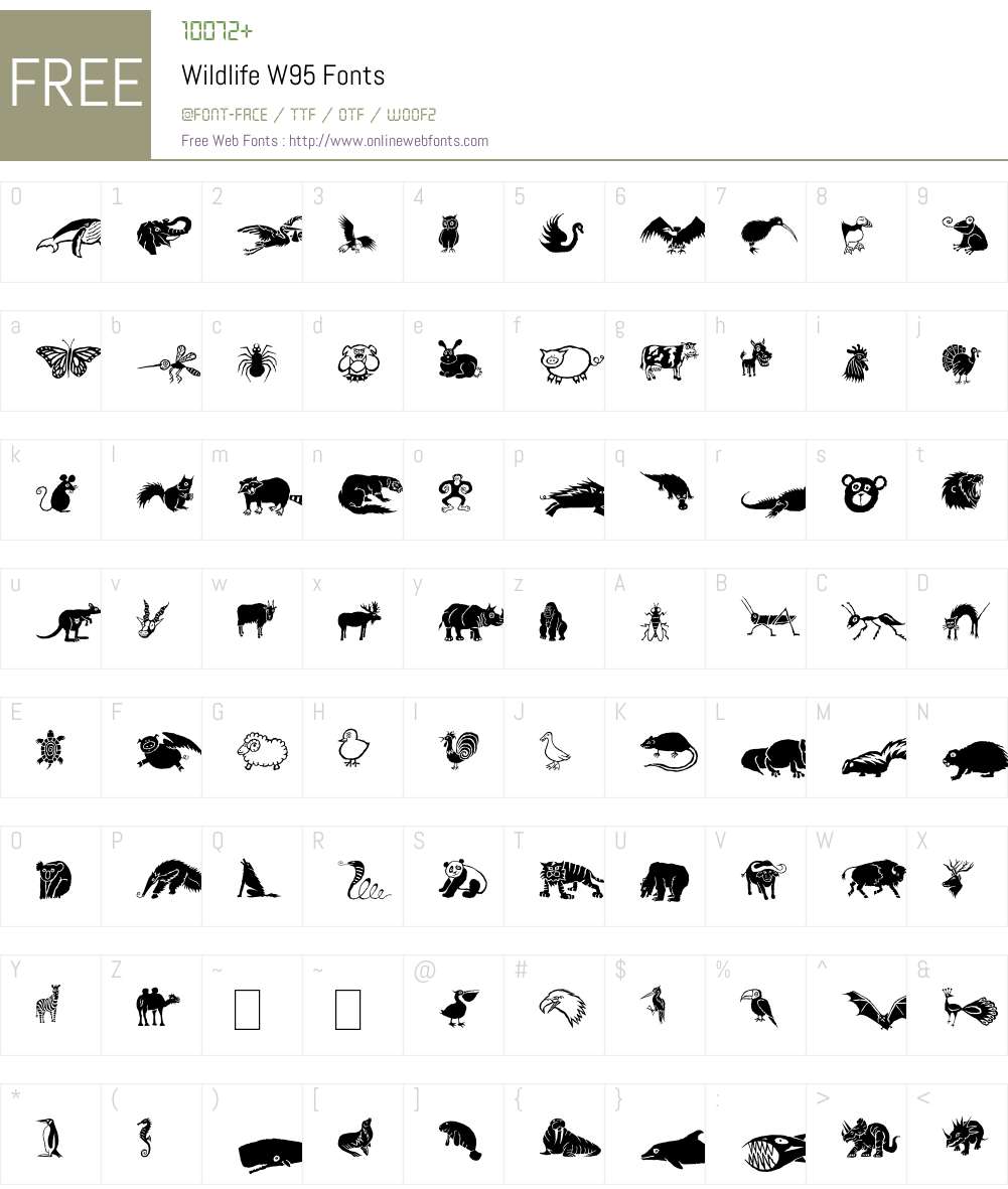 WildlifeW95 Font Screenshots