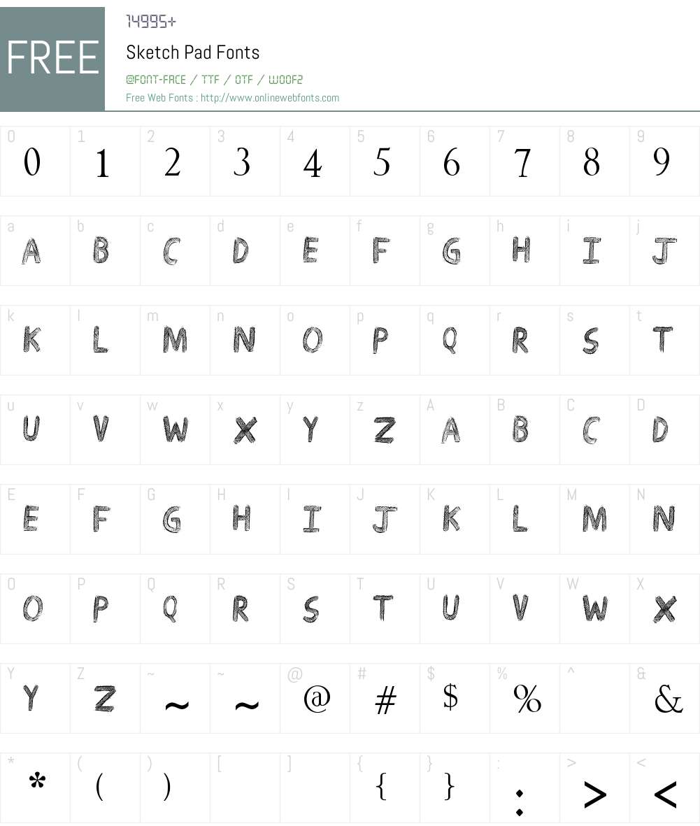 Sketch Pad Font Screenshots