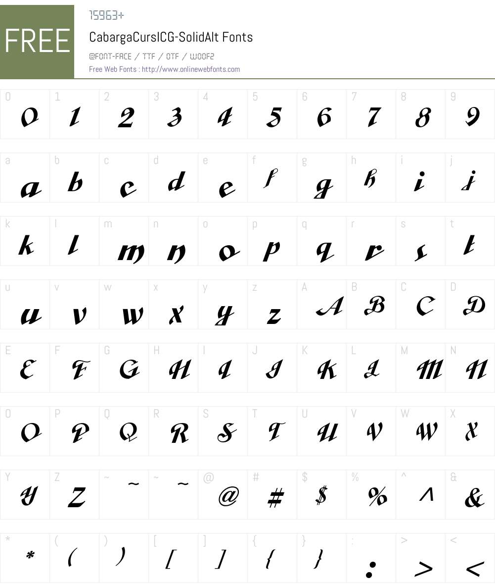CabargaCursICG Font Screenshots