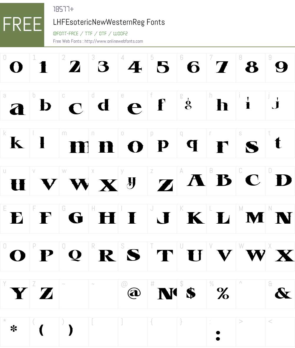 LHFEsotericNewWesternReg Font Screenshots