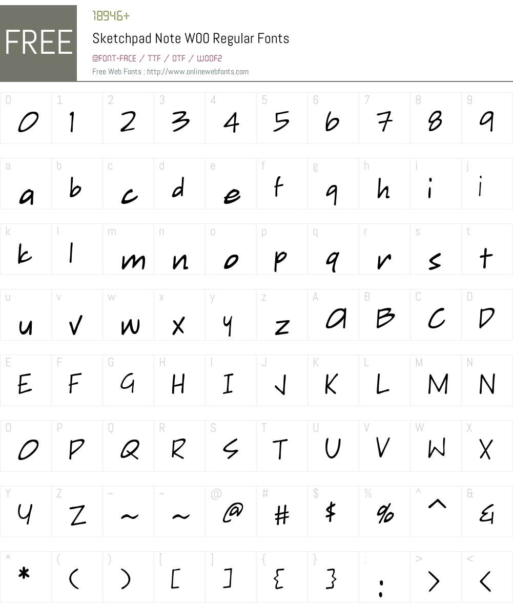 Sketchpad Note Font Screenshots