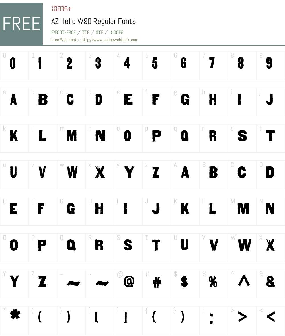 AZHelloW90-Regular Font Screenshots