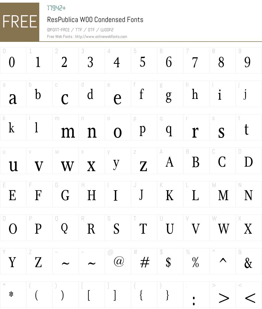 ResPublicaW00-Condensed Font Screenshots