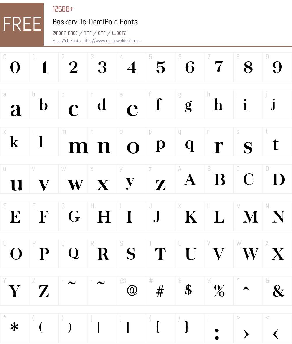 Baskerville-DemiBold Font Screenshots