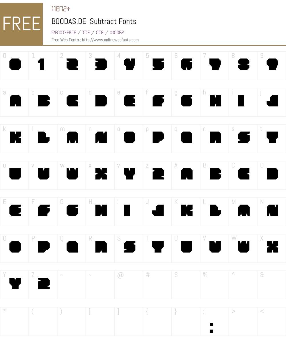 BOODAS.DE Subtract Font Screenshots