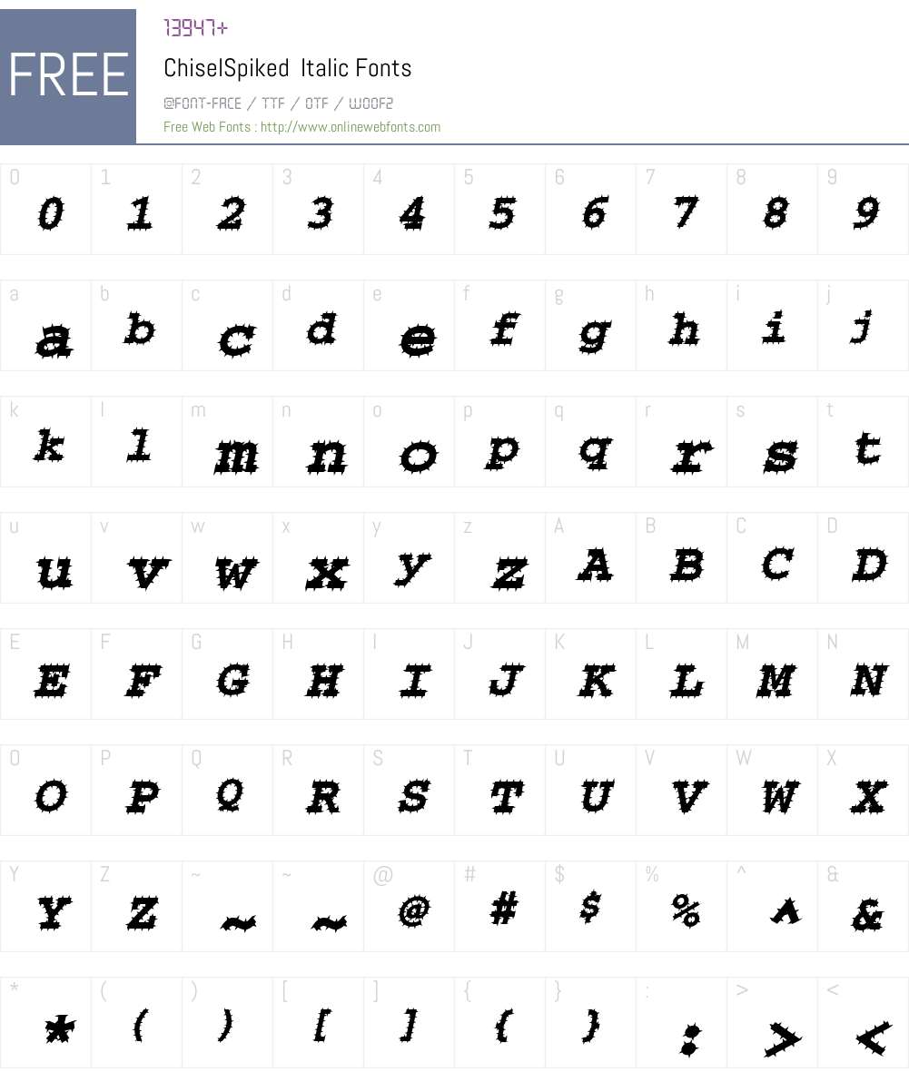 ChiselSpiked Font Screenshots